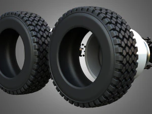 Twin Truck Wheels and Tires TWT2 3D Model