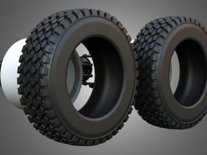 Twin Truck Wheels and Tires TWT2 3D Model