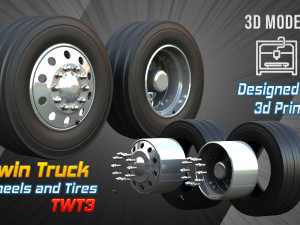 Twin Truck Wheels and Tires TWT3 3D Модель