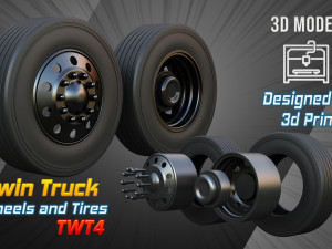 Twin Truck Wheels and Tires TWT4 3D Модель