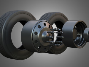 Twin Truck Wheels and Tires TWT4 3D Модель