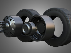 Twin Truck Wheels and Tires TWT4 3D Модель