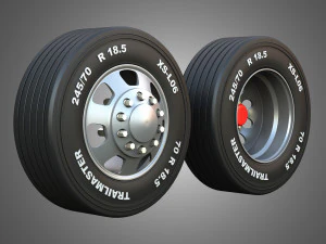 Twin Truck Wheels and Tires TWT5 3D Model