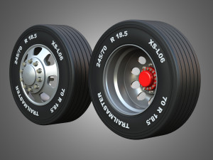 Twin Truck Wheels and Tires TWT5 Model 3D