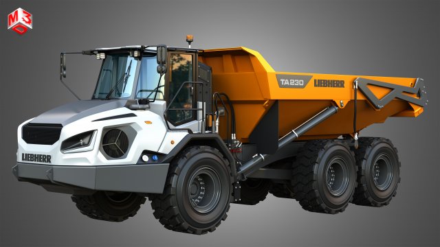 TA230 Litronic Articulated Dump Truck 3D Model .c4d .max .obj .3ds .fbx .stl .blend 