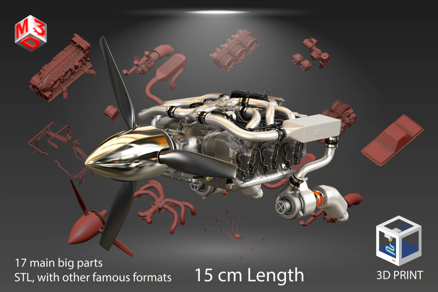 Continental IO 550 engine - Ready for 3d Print - Special Edition 3D Model .c4d .max .obj .3ds .fbx .stl .blend 