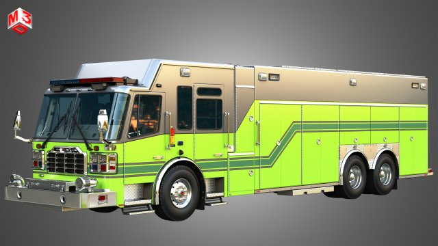 Ferrara Fire Apparatus - Heavy Rescue Model 3D .c4d .max .obj .3ds .fbx .stl .blend 