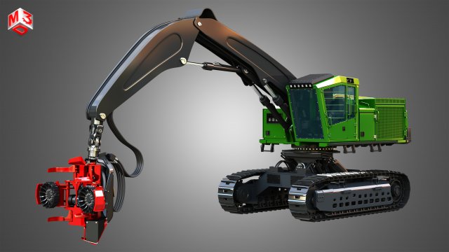 959MH Tracked Harvester 3D Model .c4d .max .obj .3ds .fbx .stl .blend 