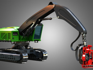 959MH Tracked Harvester 3D Model