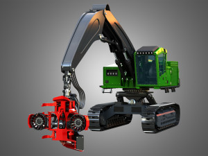 959MH Tracked Harvester 3D Model