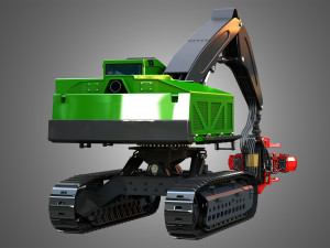 959MH Tracked Harvester 3D Model
