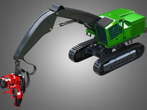 959MH Tracked Harvester 3D Model