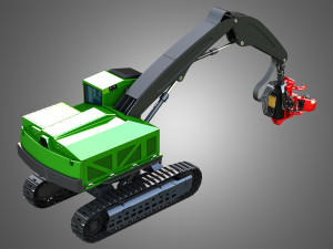 959MH Tracked Harvester 3D Model
