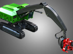 959MH Tracked Harvester 3D Model