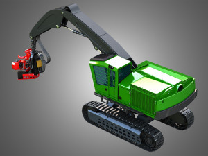 959MH Tracked Harvester 3D Model