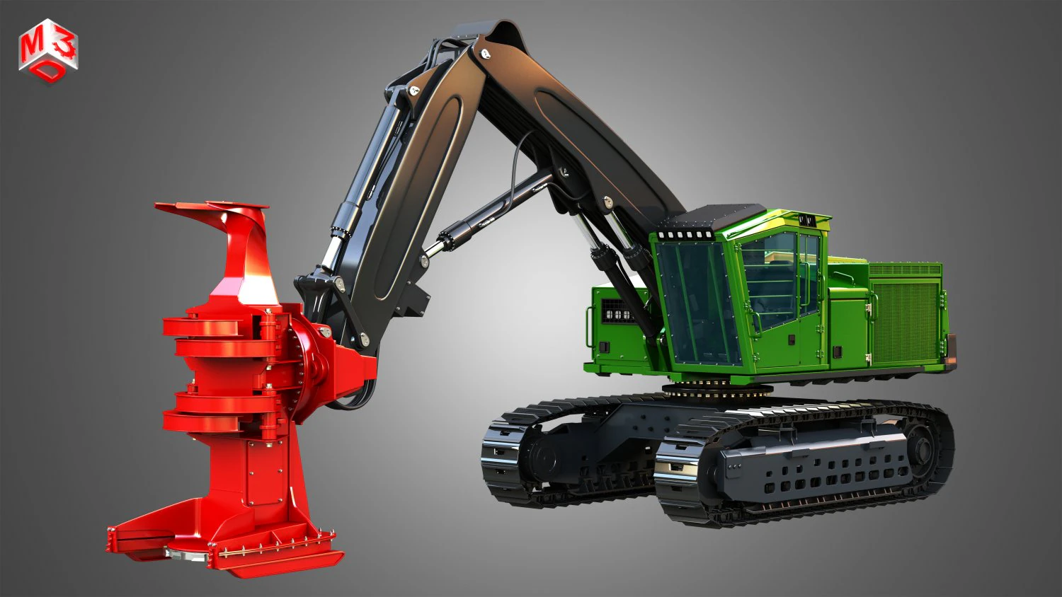 953MH Tracked Feller Buncher 3D Model .c4d .max .obj .3ds .fbx .stl .blend 