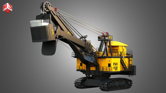 4100XPC Mining Electric Rope Shovel 3D Model .c4d .max .obj .3ds .fbx .stl .blend 