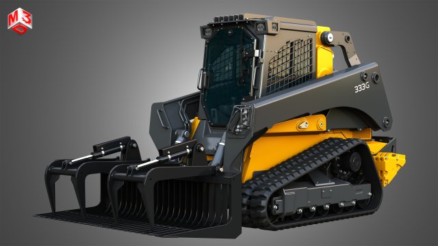 333G Compact Track Loader with Forestry Package - Rock Grapple 3D Model .c4d .max .obj .3ds .fbx .stl .blend 