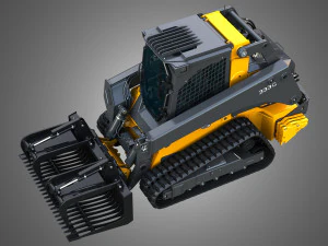 333G Compact Track Loader with Forestry Package - Rock Grapple 3D Model