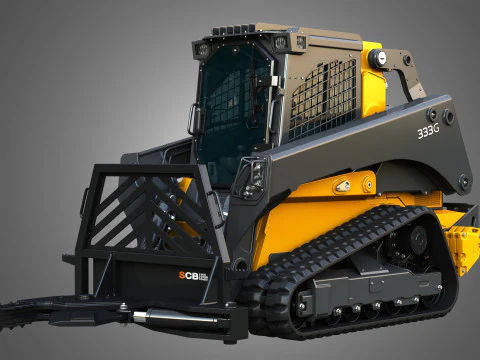 Pala cingolata compatta 333G con pacchetto forestale - Cesoia per alberi Modello 3D