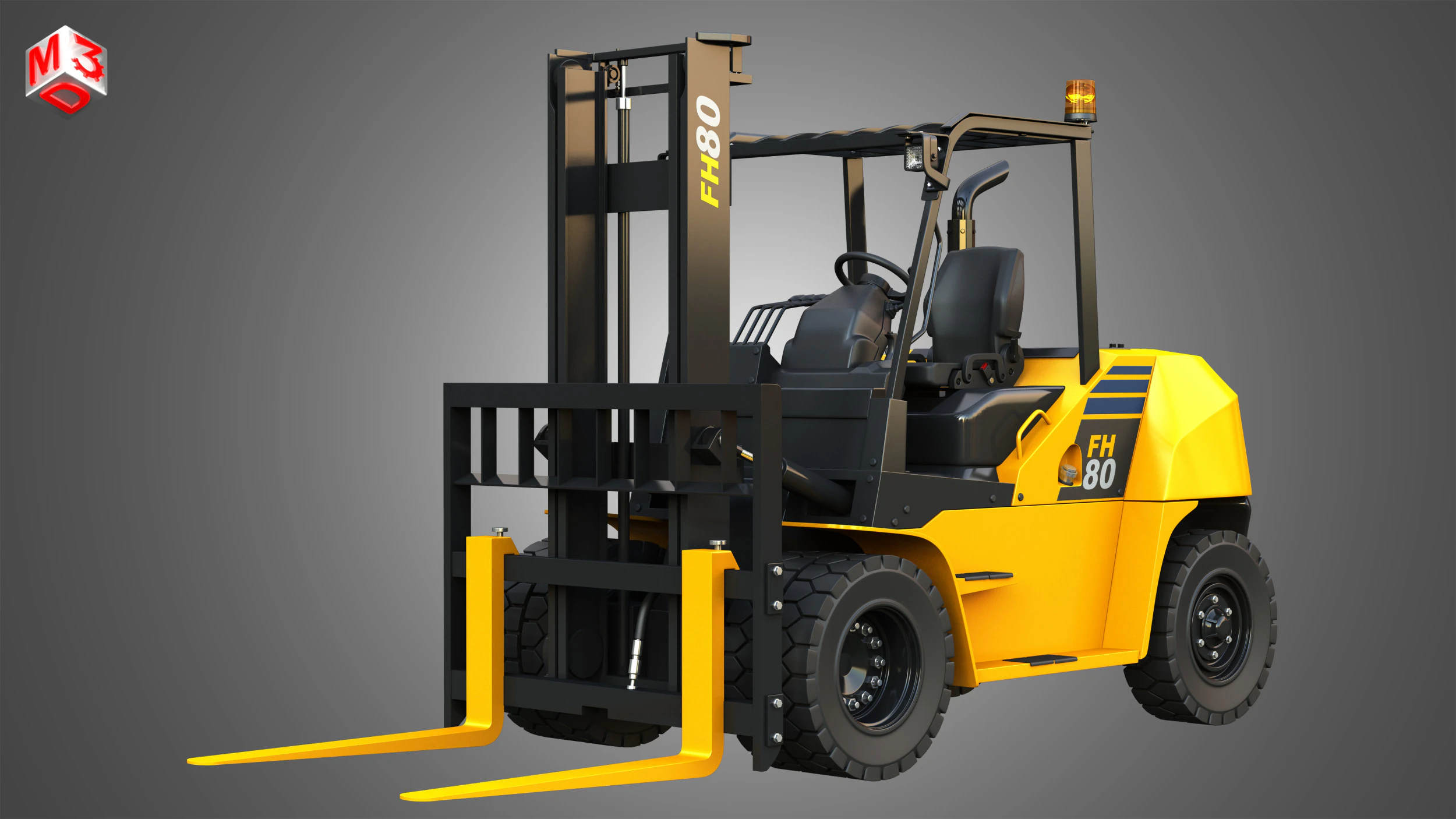 FH7080 IC Pneumatic Forklift 3D Model .c4d .max .obj .3ds .fbx .stl .blend 