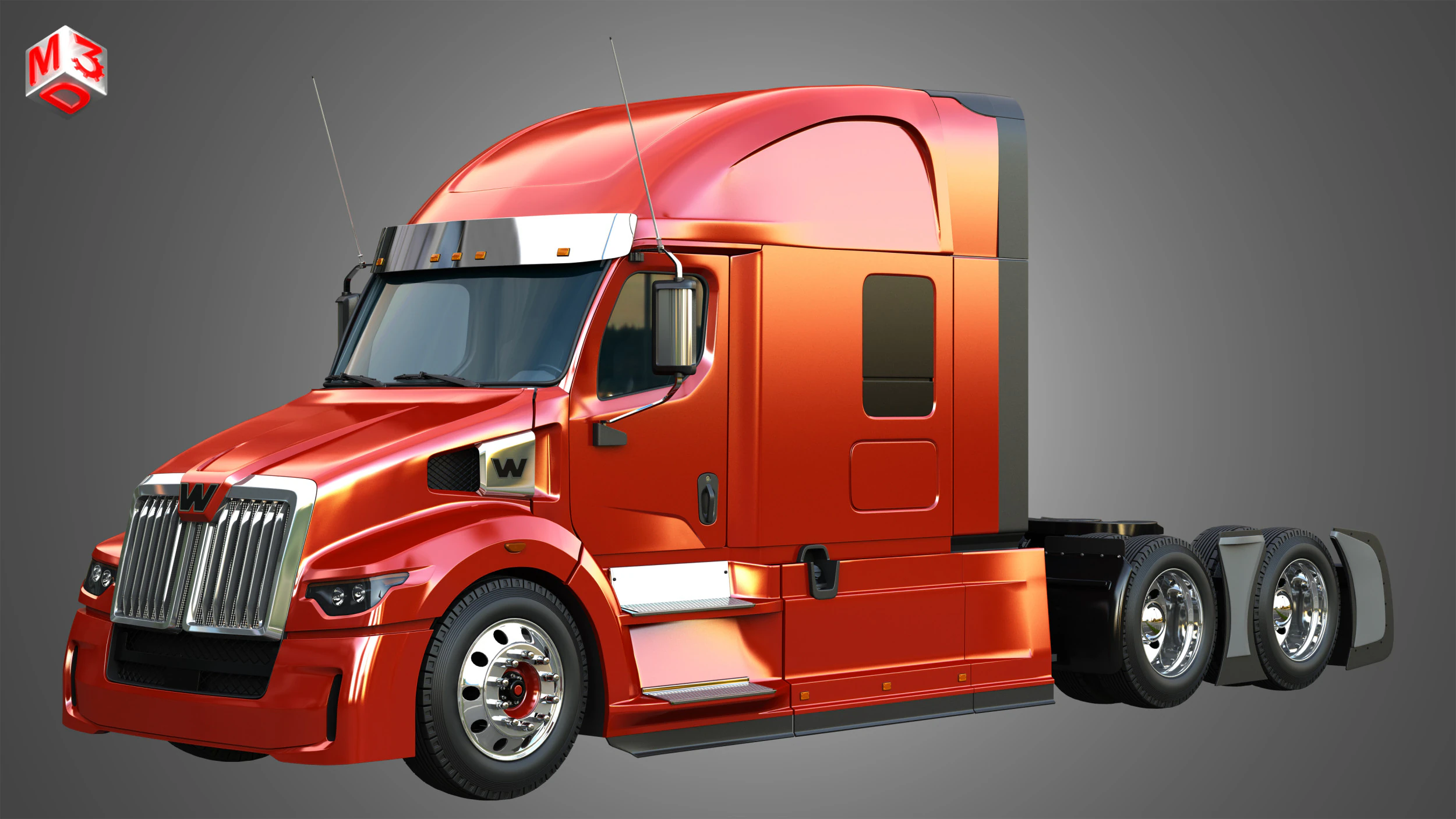 57X Semi Truck - Ultra Cab Sleeper Truck 3D Model .c4d .max .obj .3ds .fbx .stl .blend 