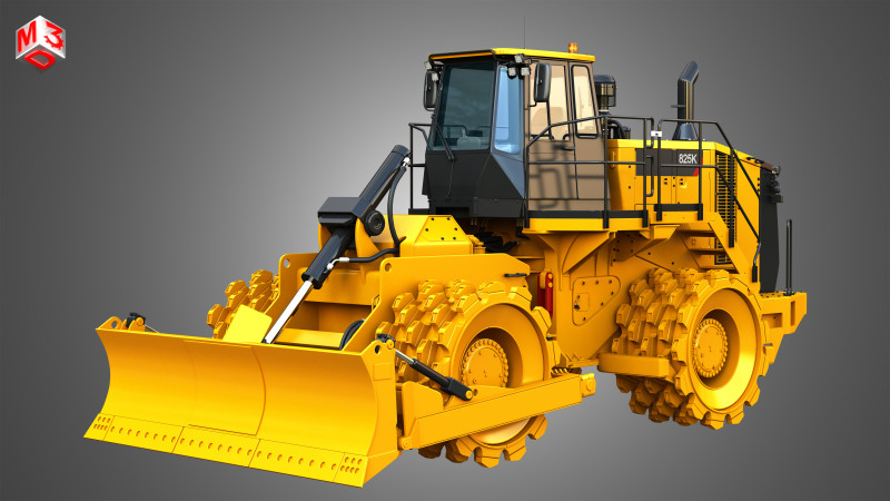 825K - Soil compactor 3D Модель .c4d .max .obj .3ds .fbx .stl .blend 