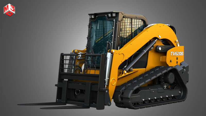 Pala cingolata compatta TV620B - Forca per pallet Modello 3D .c4d .max .obj .3ds .fbx .stl .blend