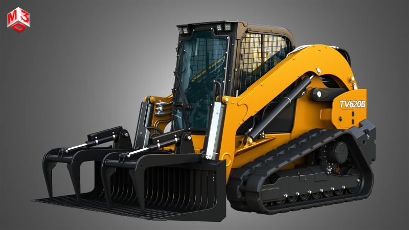 TV620B Compact Track Loader - Rock Grapple 3D Модель .c4d .max .obj .3ds .fbx .stl .blend 