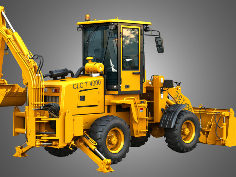 CLC T4000 Articulated Backhoe Loader Tracto Pelle 3D 模型