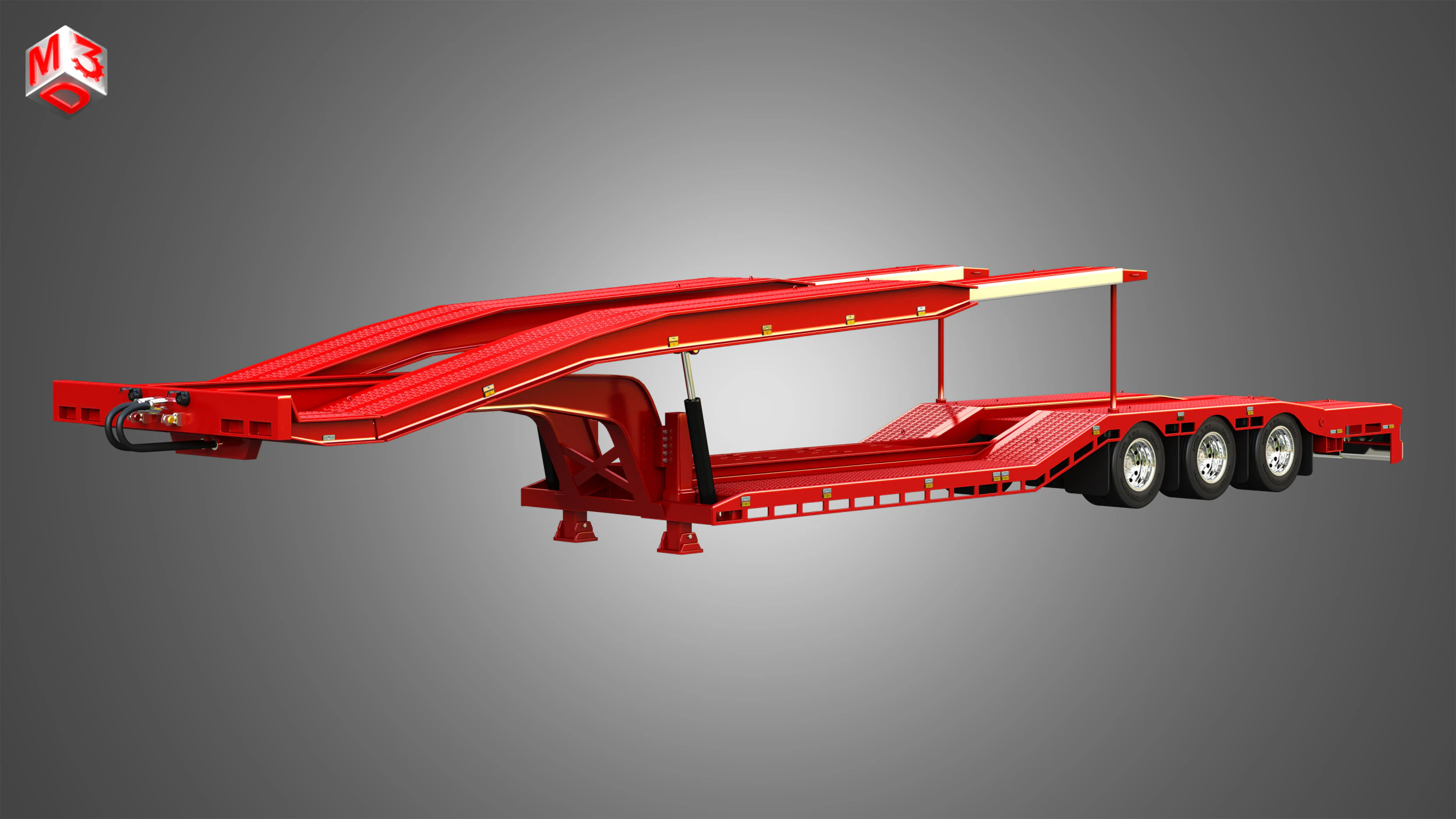 Van Transporter Trailer 3D Model .c4d .max .obj .3ds .fbx .stl .blend 