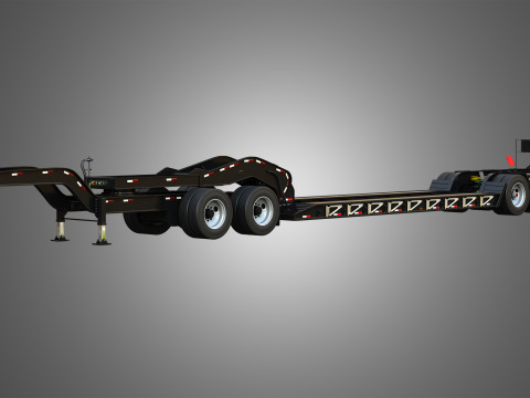 Lowboy Double Trailer - Oversize Load 3D Model