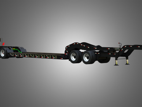 Lowboy Double Trailer - Oversize Load 3D Model