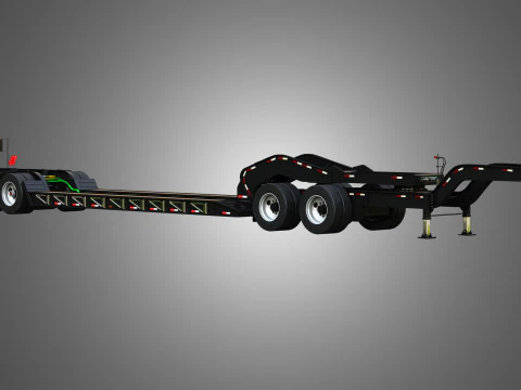 Lowboy Double Trailer - Oversize Load 3D Model