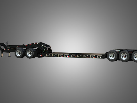 Lowboy Double Trailer - Oversize Load 3D Model