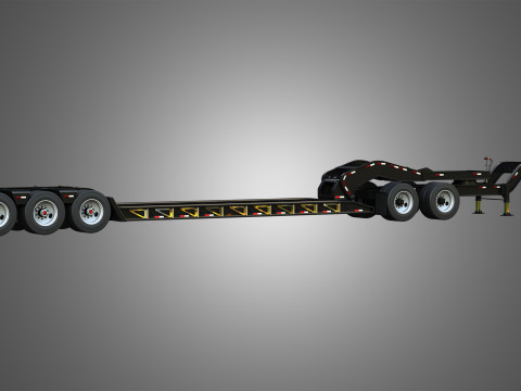 Lowboy Double Trailer - Oversize Load 3D Model