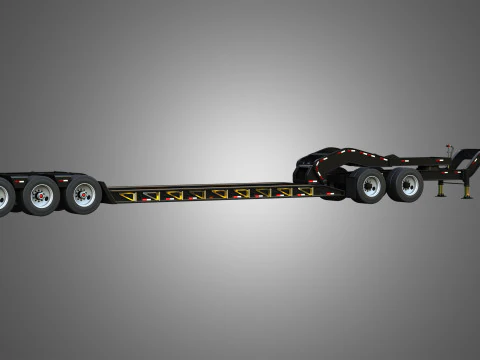 Lowboy Double Trailer - Oversize Load 3D Model