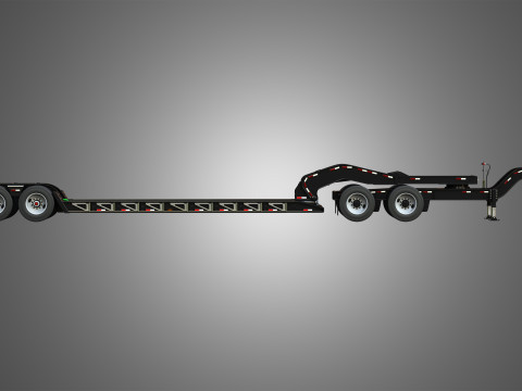 Lowboy Double Trailer - Oversize Load 3D Model