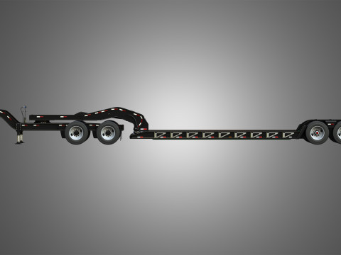 Lowboy Double Trailer - Oversize Load 3D Model