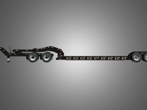 Lowboy Double Trailer - Oversize Load 3D Model