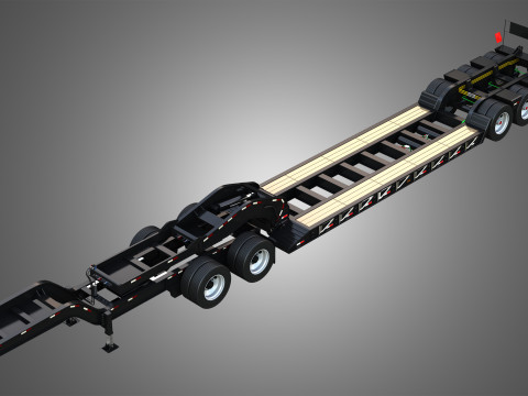 Lowboy Double Trailer - Oversize Load 3D Model