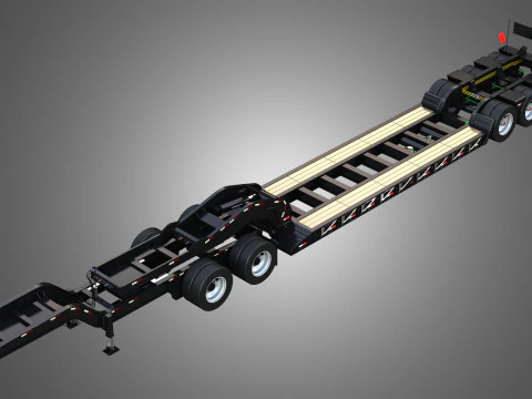 Lowboy Double Trailer - Oversize Load 3D Model