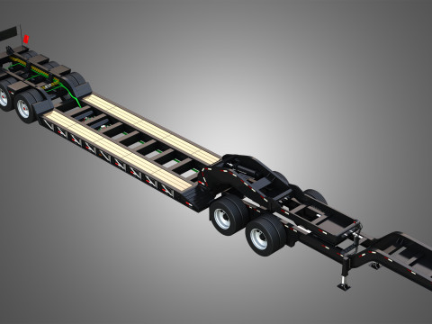 Lowboy Double Trailer - Oversize Load 3D Model