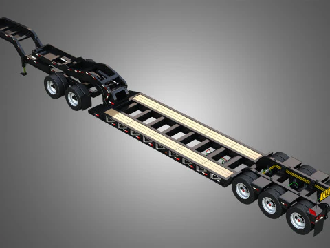 Lowboy Double Trailer - Oversize Load 3D Model