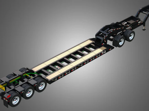 Lowboy Double Trailer - Oversize Load 3D Model