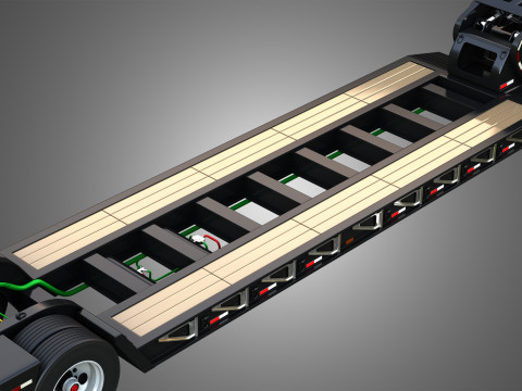 Lowboy Double Trailer - Oversize Load 3D Model