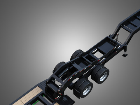 Lowboy Double Trailer - Oversize Load 3D Model