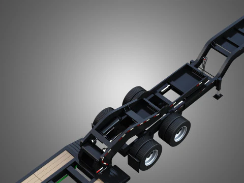 Lowboy Double Trailer - Oversize Load 3D Model