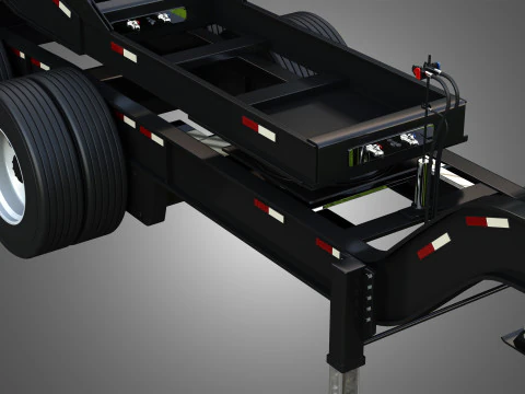 Lowboy Double Trailer - Oversize Load 3D Model