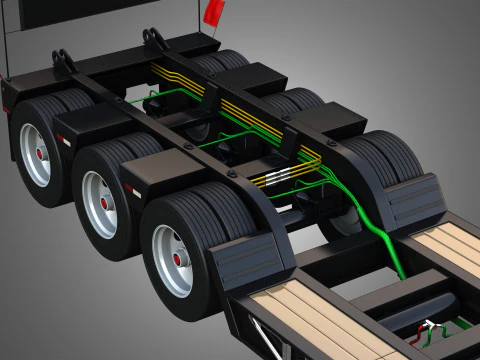 Lowboy Double Trailer - Oversize Load 3D Model
